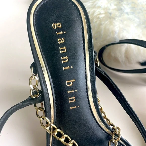 Gianni Bini Black Leather High Heel Strappy Sandals New Size 8.5 - Picture 6 of 7